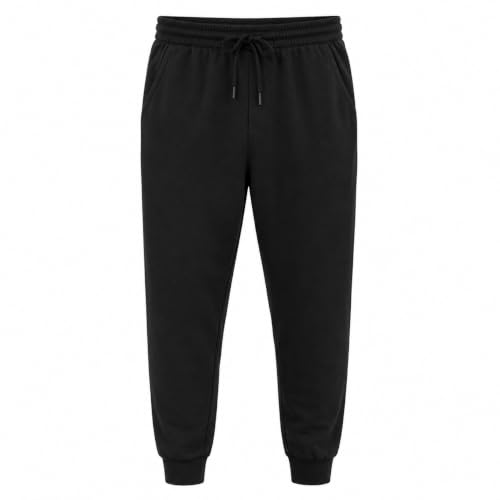 Mens Sweatpant Oversized Fit Elastic Waist Cotton Jogger Pants for Men Workout Running with Pockets Black M