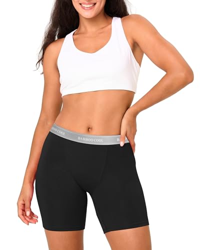 Image of BAMBOO COOL Womens BoyShorts Underwear Full Coverage Ladies Panties High Waisted Boxer Briefs Breathable Stretch 5 Pack