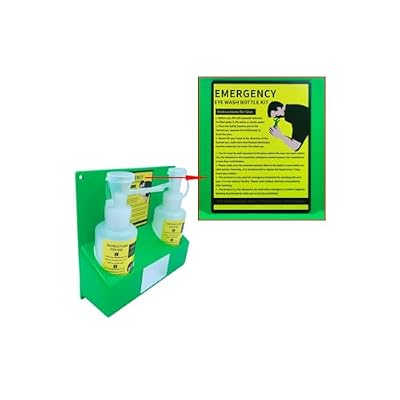 Eye Wash Station Portable Emergency Eye Wash Kit, OSHA Approved Wall Mounted Eyewash Station with 216.09oz Bottles, with Mirror & Emergency Sign, Safety Material, No Solution