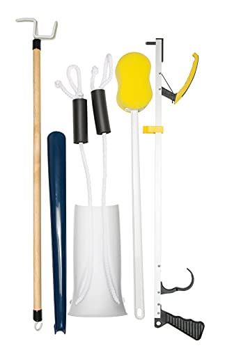 Lumex Hip Kit-Post Surgery z patyczkiem do opatrunku, pomoc w skarpetach, róg do butów, kostka, gąbka z długim uchwytem, 1 funt