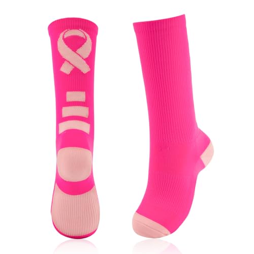 Breast Cancer Awareness Football Socks - Pink Sports Socks for Women & Men - Breast Cancer Gifts
