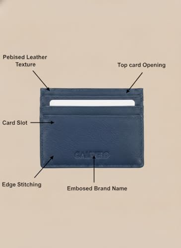 Image of Calfnero Genuine Leather Card Holder-Multiple Card Holder with ID Slots-Navy Leather Card Case