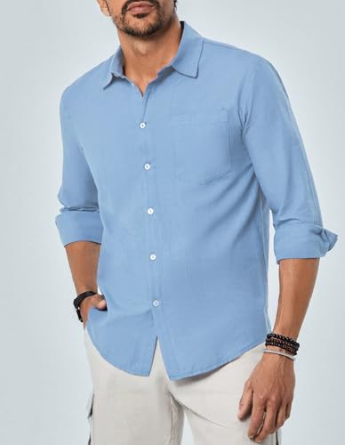 Image of TAGDO Men's Cotton Blend Full Sleeve Solid Shirt with Pocket (5169)