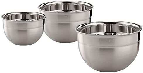 Rosle 3 Piece Stainless Steel Mixing/Prep Bowl Set, (1.7qt, 3.3qt, 5.7qt)