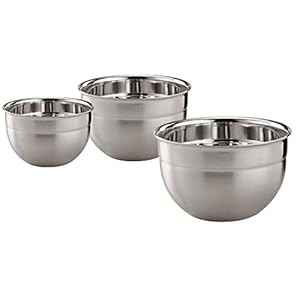 Rosle 3 Piece Stainless Steel Mixing/Prep Bowl Set, (1.7qt, 3.3qt, 5.7qt)