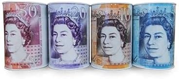 SAPRA®| MONEY TINS 4 pack Money Tin Boxes | Tinplate | Multi-Colour| Notes Design Money medium - Assorted