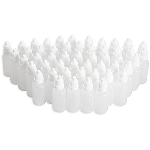 HugeStore 30ml Empty White Plastic Squeezable Dropper Bottles Eye Liquid Empty Dropper Bottles 25 Pcs Cover