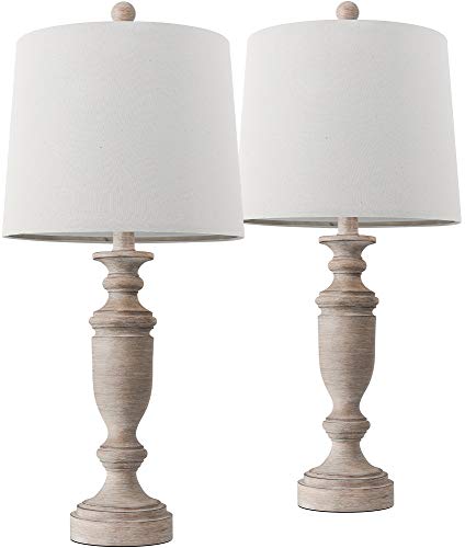 Portres 24.5'' Classic Table Lamp Set Of 2 For Bedroom Desk Lamps For Living Room Kids Room Study Room Office Rustic Table Lamps For End Table Resin #TOP3