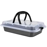WELLHAUS Backblech mit Transporthaube - Kuchenform rechteckig 36 x 24,5 cm, Backform mit Deckel und Tragegriffen, Kuchenbox zum Backen Aufbewahren und Transportieren, Antihaftbeschichtung