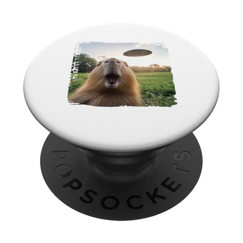 Divertido diseño fresco de un selfie Capybara Ufo PopSockets PopGrip Adhesivo