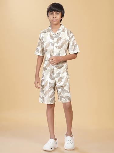 Image of Ninos Dreams Boys Cotton Rayon Halfsleeves Coord Set with Shirt & Shorts /Boys Vacation wear /boys co ord set /Boys Tropical print Shirt & Shorts set /Boys Clothing Set