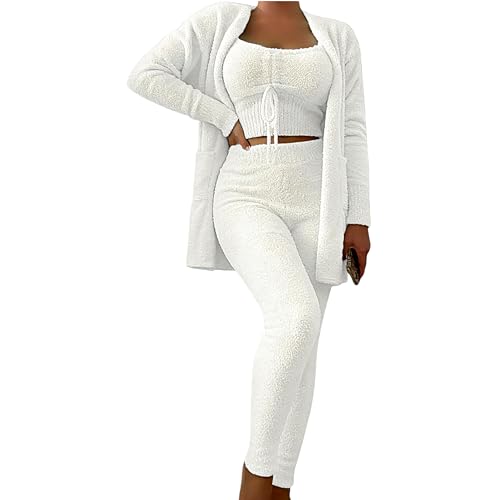 Ensemble pyjama en polaire blanche 3 pièces, le cadeau bien-être idéal pour femme