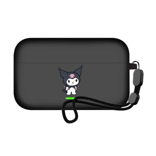 Image of Anvique Silicone Case Cover for Realme Buds T500 Pro, Shockproof Protective Earbuds Cover with Keychain Hook, Anti-Scratch Soft Silicone Skin, Full Body Protection Case (Kurrumii Lanyard)