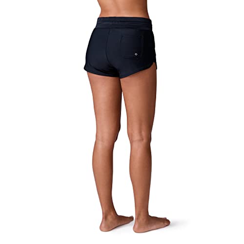 Free Country Women's Drawstring Swim Boy Short Black L #TOP1