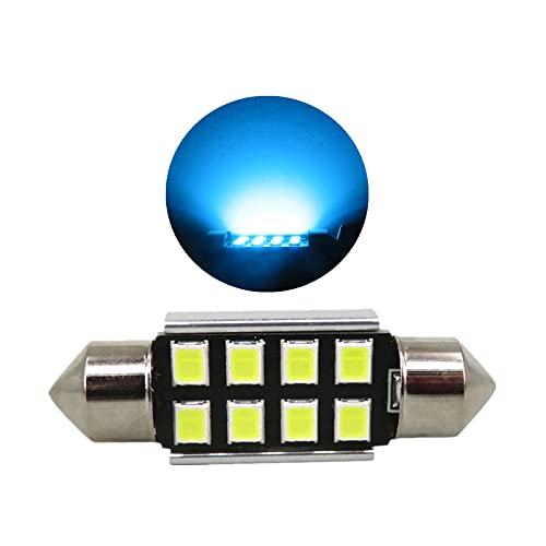 WLJH Lot de 2 ampoules LED navette 400 lumens 2835 sans erreur C10W 212-2 3425 6413 6429 6451 41 mm pour éclairage intérieur de voiture Bleu glacier
