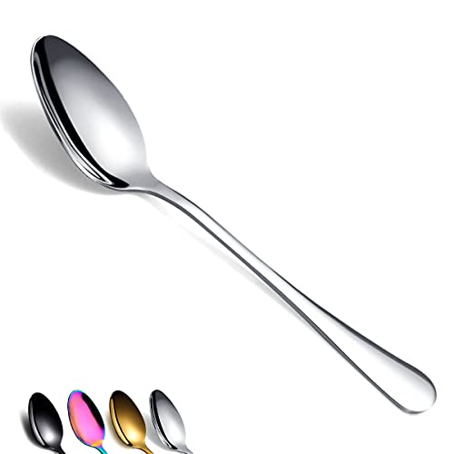 Dinner Spoon of 6, Berglander 7.5" Stainless Steel Shiny Polish Soup Spoons Silverware, Soup Spoon Table Spoon Set Sturdy Easy To Clean, Dishwasher Safe