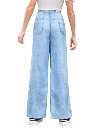 Image of Floerns Girl's Casual Letter Print Elastic Waist Wide Leg Long Pants
