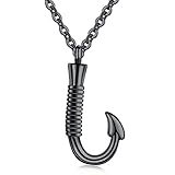 AZFVBQL Fishing Hook Cremation Necklace for Ashes Fish Hook Stainless Steel Urn Jewelry Memorial Pen
