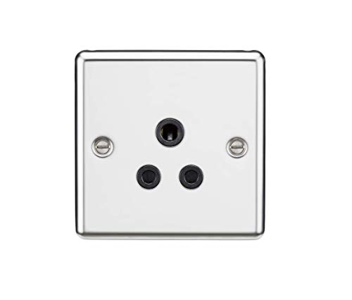 5A Unswitched Socket - Rounded Edge Polished Chrome Finish with Black Insert