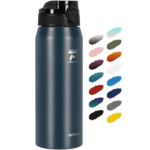 Fanhaw 750 ml Insulated Stainless Steel Water Bottle with 1 Lid (Chug Lid) - For Kids, Women, Men | Leak & Sweat Proof with Anti-Dust Lid (Navy Blue)