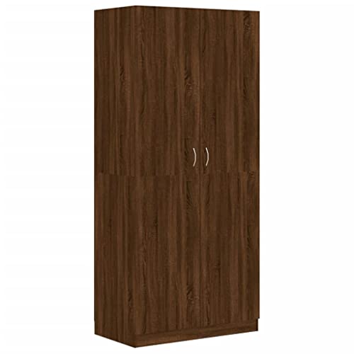 vidaXL Armario Ropero Guardarropa Closet Organizador de Ropa Aparador Dormitorio Muebles Madera Contrachapada Color Roble Marrón 90x52x200 cm