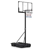 GYMAX Basketballkorb Outdoor, Korbhöhe von 135 bis 305 cm, Basketballständer mit befüllbarer Basis, Rückwand & 2 Rollen, Mobile Korbanlage Basketballanlage für Kinder, Erwachsene