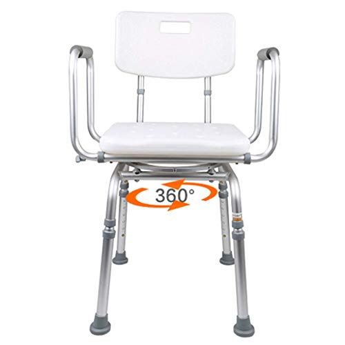 NMDCDH Duschstuhl, höhenverstellbarer Drehhocker, weißer Badewannenlifter mit Armlehnen