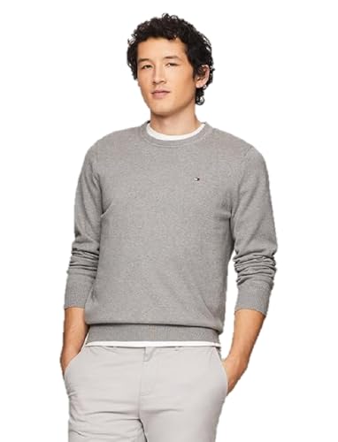 Tommy Hilfiger Men's M Amherst Cotton Sweaters, B25 Grey Heather, Medium