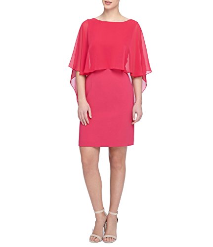 Tahari by ASL Women's Pink Chiffon Cape Sheath Dress Size 4