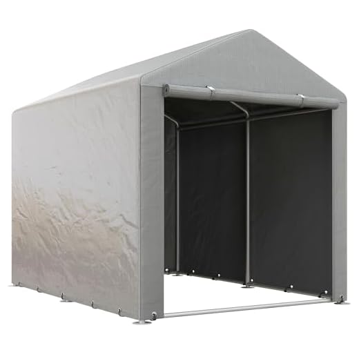 Capanno da giardino 3 Outsunny Capanno Porta Attrezzi 1.6x2m Pieghevole, Tenda Garage per Bici e Moto con Copertura Anti-UV e Porta Larga, Grigio Chiaro