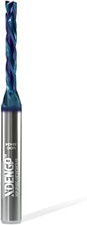 XDENGP 3 Flute Up&Down Cut Compression Spiral Router Bit for CNC, 1/8" Cutting Diameter, 3/4" Cutting Length 1/4" Shank with NACO Coated Carbide End Mill for Wood Carving Engraving Grinding Grooving