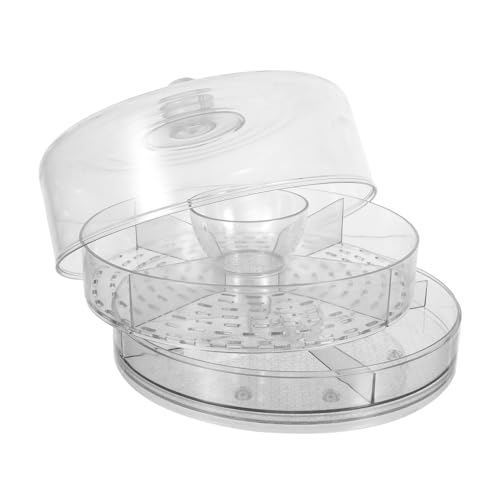 ARTSEWPLY Bandeja Giratoria Multifuncional para con Tapa Plato Refrigerado de Plástico Seguro con Compartimentos para Ensaladas Aperitivos y Postres Cocina y Picnic
