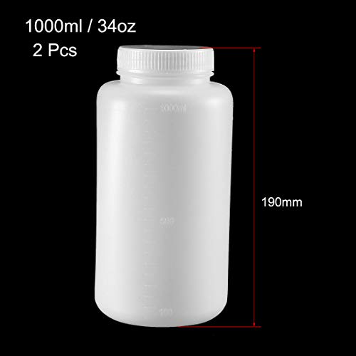 Uxcell Plastic Lab Chemical Reagent Bottle 1000Ml/34Oz Wide Mouth Sample Sealing Liquid Storage Container 2Pcs #TOP1