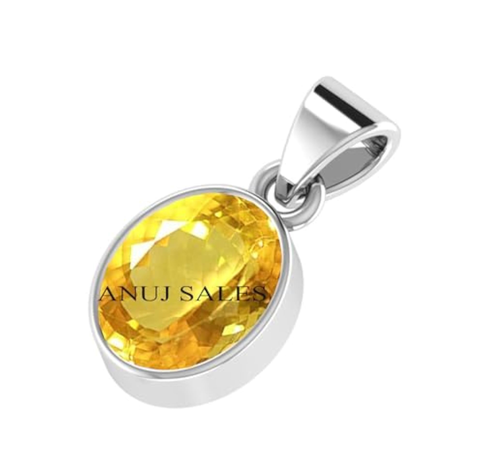 Natural Citrine Sunela Ashthadhatu Pendant, 4.25 Ratti