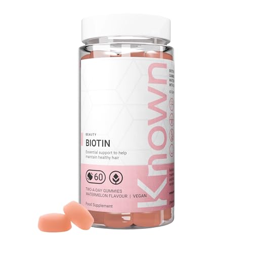 Gommes de Biotine 10,000 mcg Aromatisées à la Pastèque par Known Nutrition | Pour les Cheveux, la Peau et le Métabolisme | Saveur Pastèque | 60 Gommes Vitaminées Deux Par Jour | 10,000μg de Biotine pa