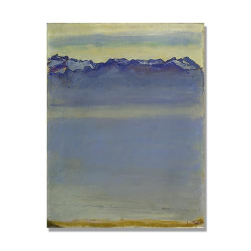 Tableau d'art de mur de toile Lac de Thoune Hodler 60x80cm