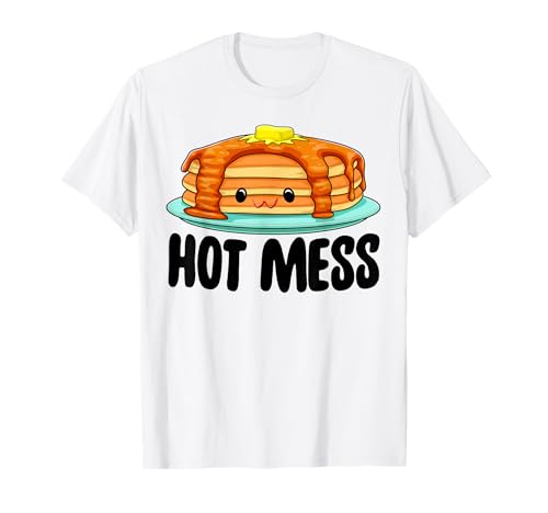 Funny Hot Mess Pancake Lover Tee Shirt Foodie Brunch Gift Camiseta