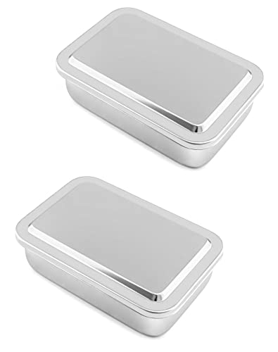 QWORK Stainless Steel Instrument Box, 2 Pack 6 x 4 x 1.69 Inches, Heavy Duty Metal Storage Case with Removable Lid for Laboratory, Workshop & Small Part Organization – Rectangular Tool Tray by QWORK - Used condition - Image 14