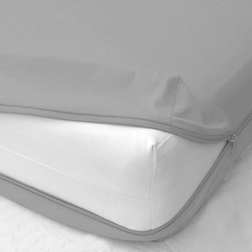 Image of Zippered Chain 72 inchx70 inchx8 inch Terry Cotton Waterproof Mattress Protector | Dust Mite Proof, Bed Bug Protection Mattress Cover for King Bed Size with 8 inch Drop Thick (72x70x8 inch,Light Grey)