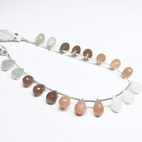 1 Strand Moonstone Tear Drop Faceted 8'' Long Strand Gemstone Beads, Jewelry Supplies for Jewelry Making, Bulk Beads, for Meditation Jewellery Gemstone Size 12mm to 13mm