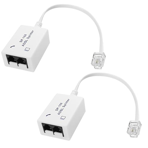 Xmsjsiy Dsl Filter Splitter Adsl Splitter For Telephone Line 1 To 2 Rj11 6P4C/6P2C Male To Dual Female Telephone Modem Converter Adapter For Fax Machine -2 Pcs cover
