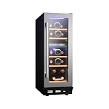 Luztolent 16-Bottle Wine Fridge, 12-Inch Compressor Cooler with Dual Zone, Built-in or Under Counter, 41-64F Digital Touchscreen, Triple-Layer Glass Wine Refrigerator for Home and Office