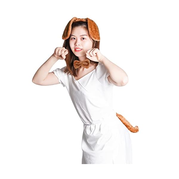 Jmkcoz 6 pieces puppy dog ears headband bowtie tail for kids girls boys easter party halloween party christmas costume - image 5