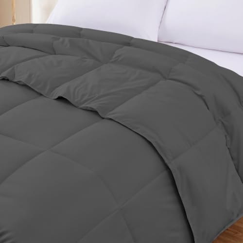 Image of Modern Threads Comforter Duvet Insert, Reversible Quilted Down Alternative Comforter with Corner Tabs, All Season Bedding, King, Dark Gray