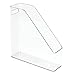 mDesign Plastic Slim Vertical File Folder Storage Organizer Bin with Handle - Hold Notebooks, Binders, Envelopes, Magazines for Home Office, Work Desktops, Ligne Collection, Clear
