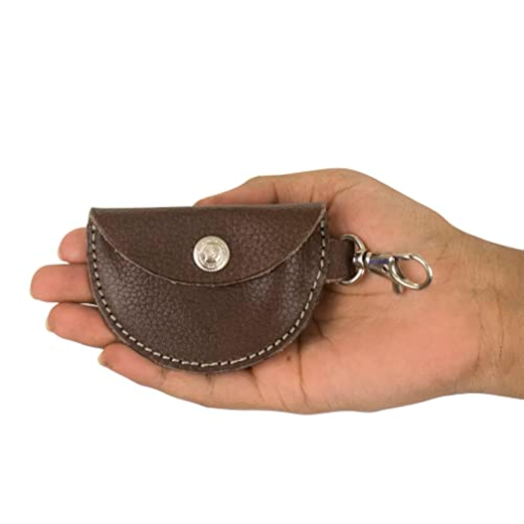 Leather Coin Pouch with Anti-Rust Metal Key Ring