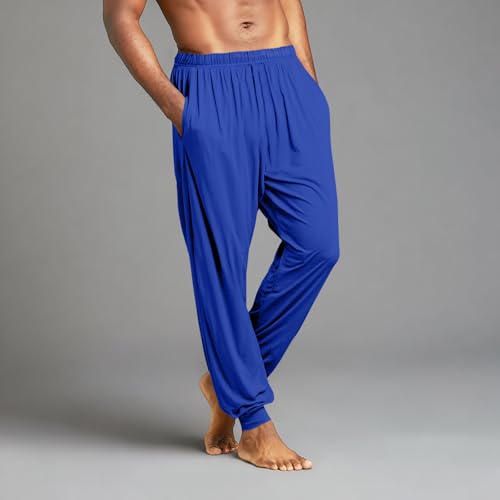 Mens Pajama Pants Lightweight Drawstring Joggers Sweatpants For Men Cotton Solid Elastic Waist Fall Sleep Pants3