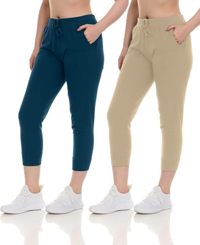 Sexy Basics French Terry Jogger Pants|Cotton Comfort | Capri Length Drawstring Sweat Pants | Multi Packs & Colors