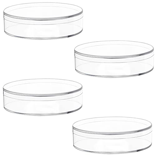 Acrylic Storage Box Round , Dedoot 4 Pack 2.9 inches Clear Plastic Box with Lids Small Candy Container Storage and Organizer for Nails, Beads, Jewelry Accessories