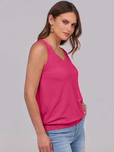 Image of ANRABESS Women Tank Tops Summer V Neck Sleeveless Casual Loose Fit Cute Cami Basic T Shirts Solid Tees 2026 Trendy Outfits
